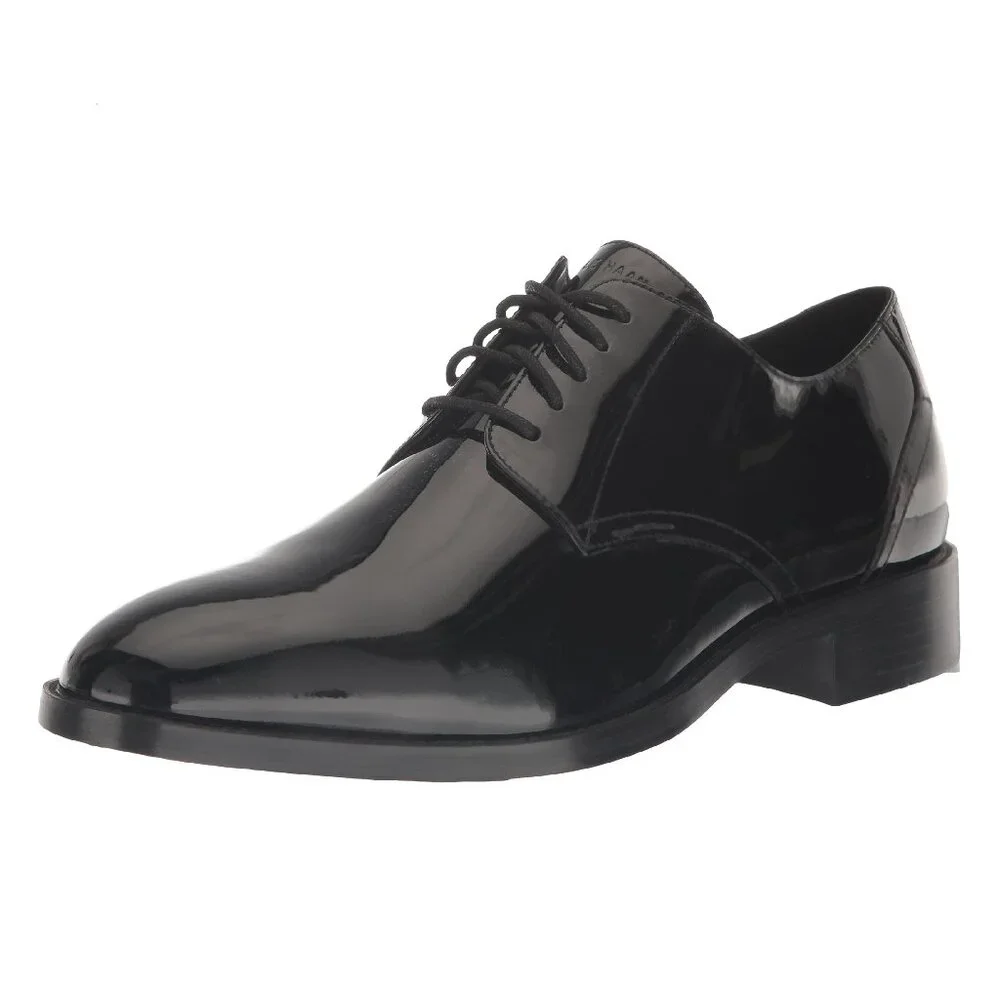 Cole Haan Men's Hawthorne Plain OX Oxford, Black Patent/Black, 8.5